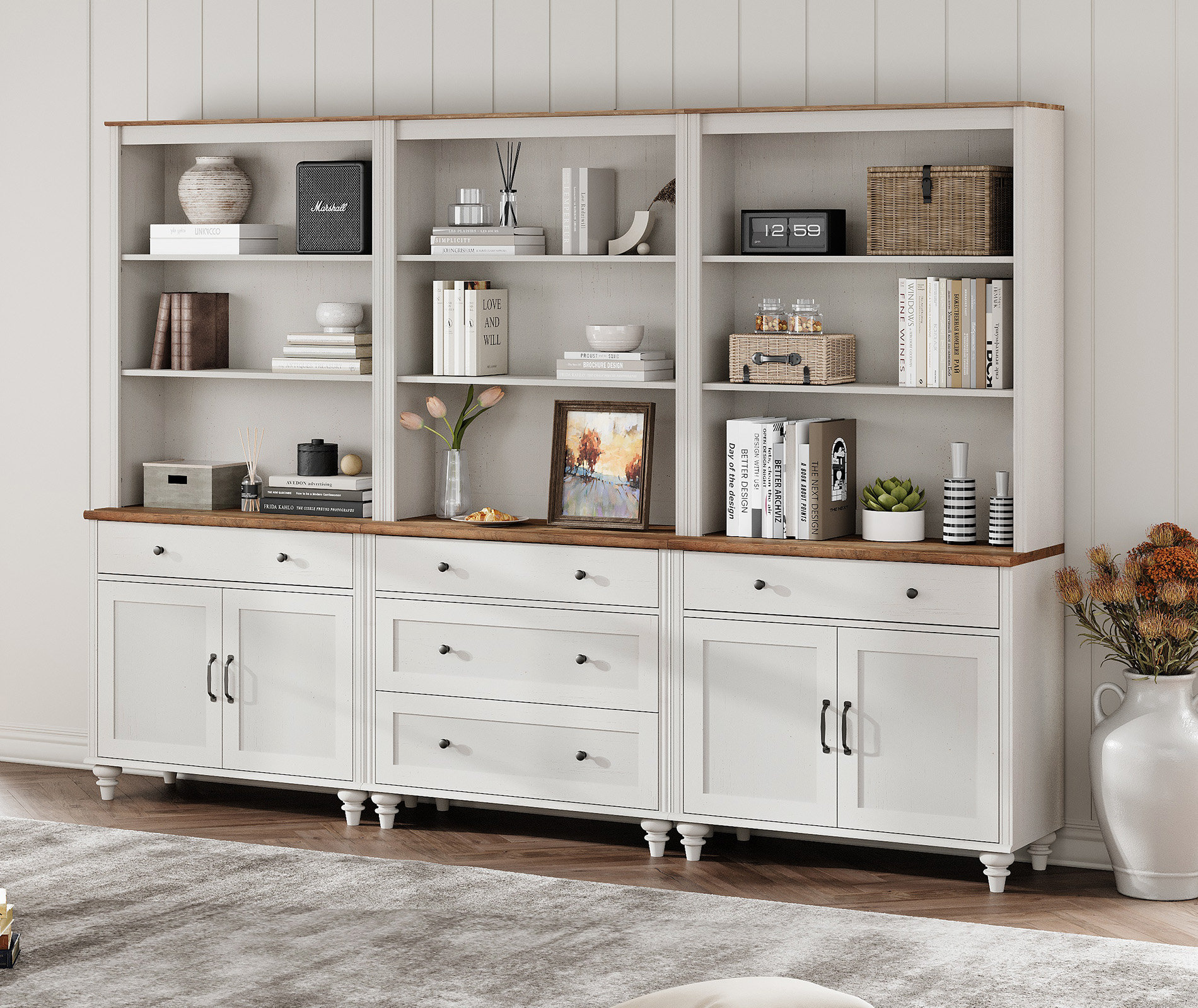 Charlton Home® Scarlett Bookcase With 5 Drawers And 2 Cabinets